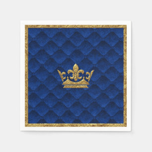 Kunglig blå och guld kron elegant kunglig saga bok pappersservett