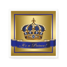 Kunglig blå och guld krona baby shower