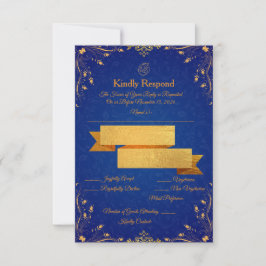 Kunglig Blå och Guld RSVP-kort OSA Kort