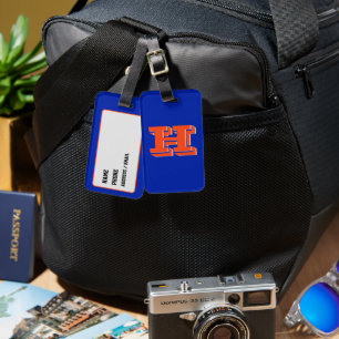 Kunglig blå och orange universitetsskolemonogram bagagebricka