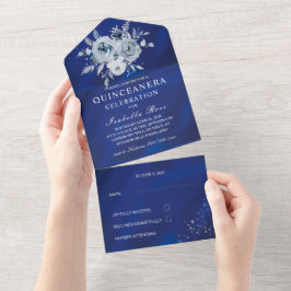 Kunglig blå och silver blomsterlika Quinceañera