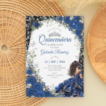Kunglig blå och svart Quinceañera silverfjäril
