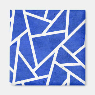 Kunglig blå och vit mosaikmönster magnet