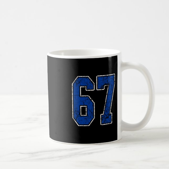 Kunglig blå och vit nummer 67 tröja spelare unifor kaffemugg (Höger)