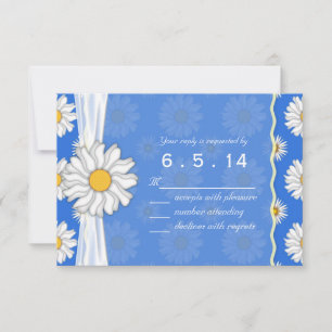Kunglig Blå och Vit Prästkrage Blommig RSVP OSA Kort