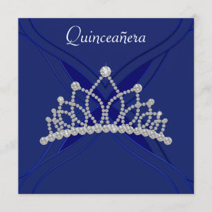 Kunglig blå och vit Quinceanera-inbjudan Inbjudningar