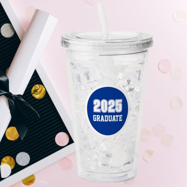 Kunglig blå och vit skol färger Examen år Take Away Mugg (In Situ Graduation)