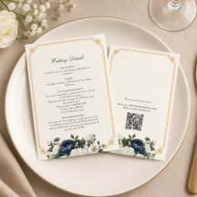 Kunglig blå Peony-bröllop med guldram RSVP