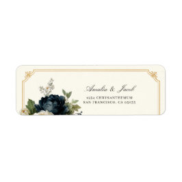 Kunglig Blå Peony-Hochzeit mit Guldram Adresse Returadress Etikett