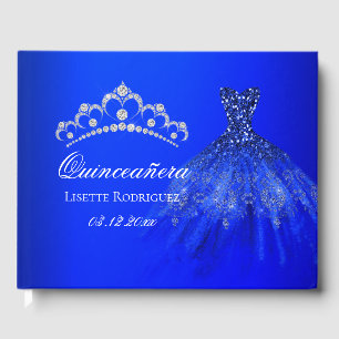 Kunglig blå personlig Quinceanera Gästböcker