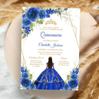 Kunglig blå Quinceanera-inbjudan Inbjudningar