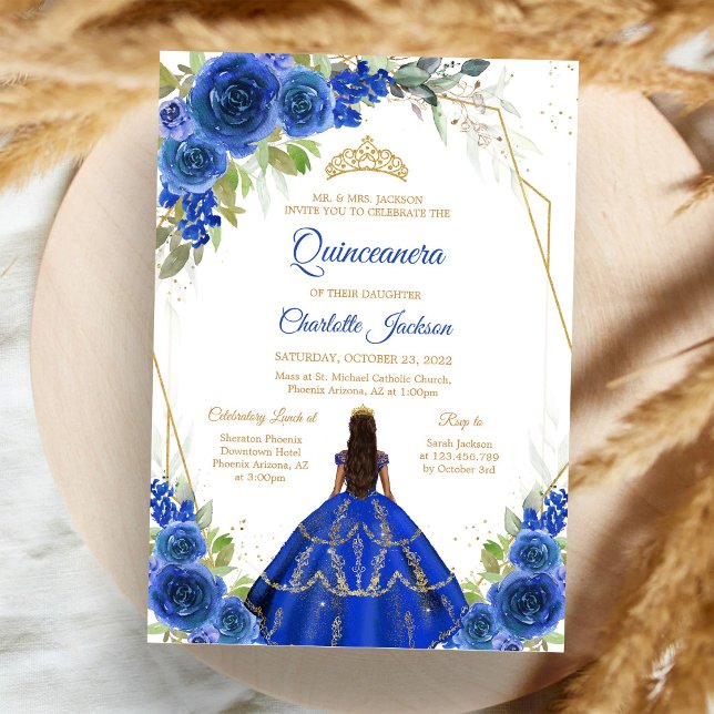 Kunglig blå Quinceanera-inbjudan Inbjudningar (Skapare uppladdad)