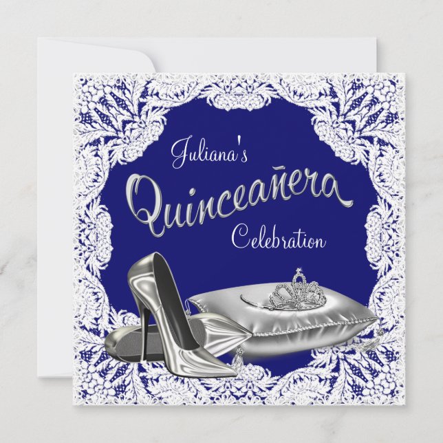 Kunglig blå Quinceanera Inbjudningar (Framsida)