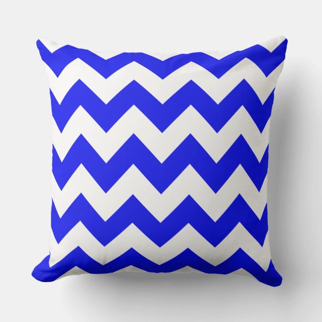 Kunglig blå sicksackrandig kudde (Framsida)