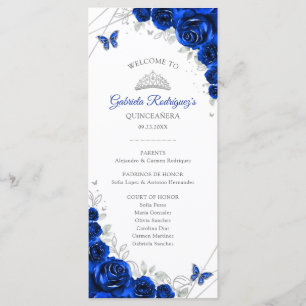 Kunglig blå silver Quinceanera händelseförlopp Program