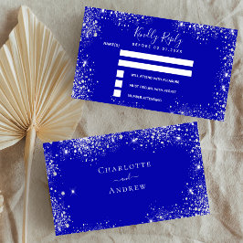 Kunglig blå silverglitter bröllop RSVP Tilläggskort