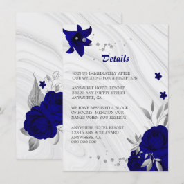 kunglig blå silvergrå blommar marmor detaljer tilläggskort