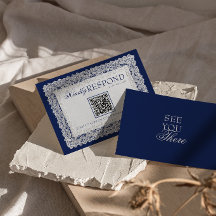 Kunglig blå spetsdoily gammaldags pengar QR-kod br