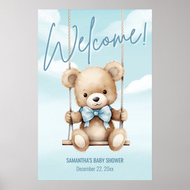 Kunglig blå teddybjörn Bab Poster (Framsidan)