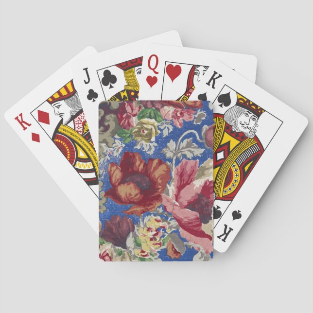 Kunglig Blå Viktoriansk Ros Ornamental Mönster Casinokort (Baksidan)