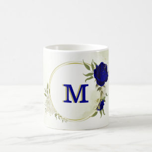 kunglig blå vit blomster grönska kaffemugg