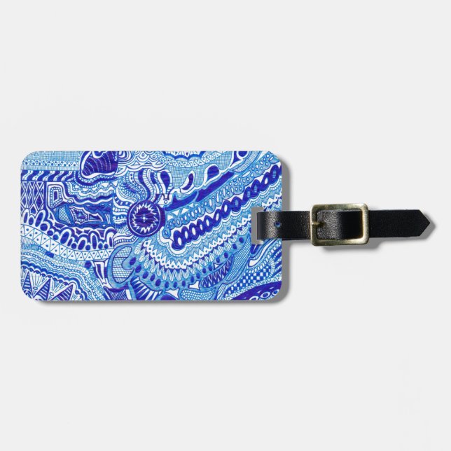 Kunglig blått- och vitMing stil mönstrar konst Bagagebricka (Horisontell Framsida)