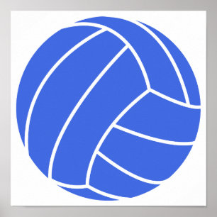 Kunglig blått- och vitvolleyboll poster
