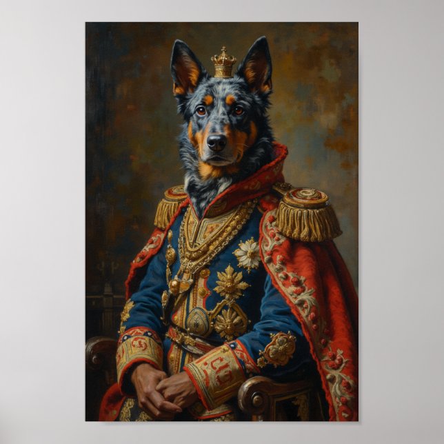 Kunglig Blue Heeler-porträtt Poster (Framsidan)