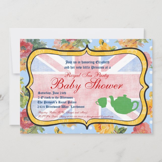 Kunglig brittisk baby showerinbjudan inbjudningar (Framsida)