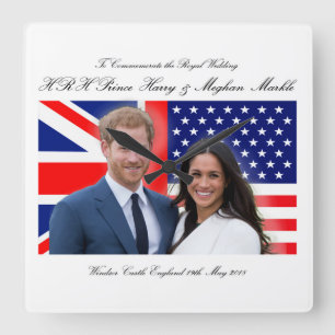 Kunglig bröllopPrince Harry och Meghan Markle Fyrkantig Klocka