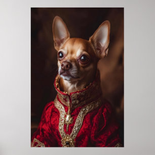 Kunglig Chihuahuakonsttryck, Vintage Husdjur Portr Poster
