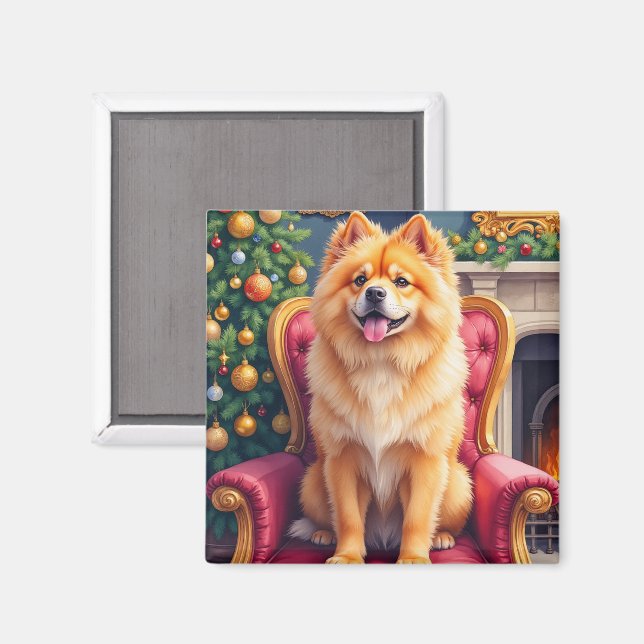 Kunglig Chow Chow vid stor julgran högtid Magnet (Front/Back)