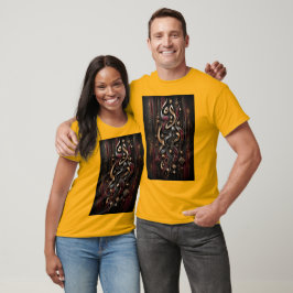 Kunglig Crimson 3D Kalligrafisk Abstrakt Väggkonst T Shirt