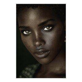 Kunglig Ebony Porträtt Intensiv Blick Guldörhängen Fototryck
