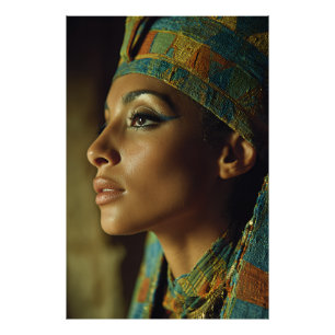 Kunglig egyptisk drottning turkos guldporträtt fototryck