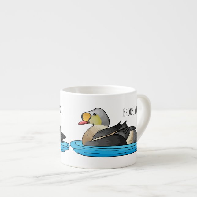 Kunglig ejderfågel tecknad illustration espressomugg (Framsida höger)