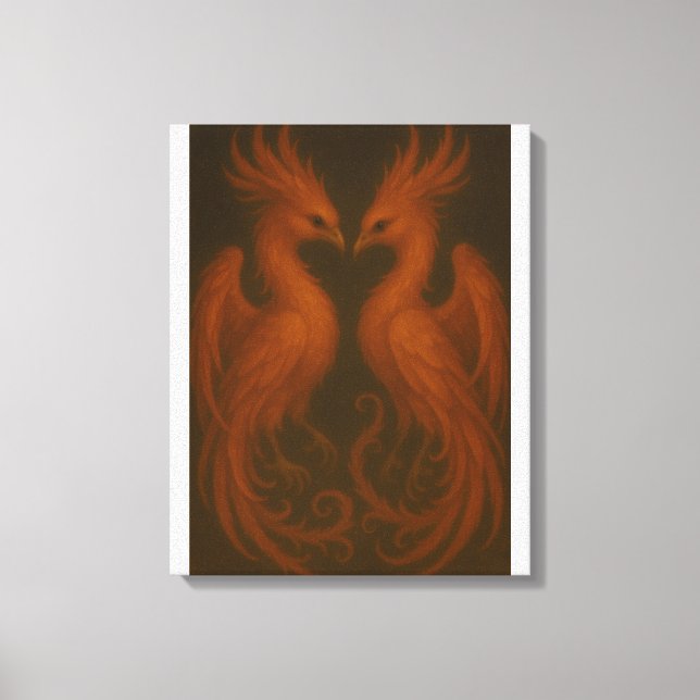 Kunglig Eld Fenix Par – Lyxig Canvas Konst (Framsida)