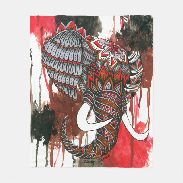 Kunglig elefant fleecefilt (Framsidan)