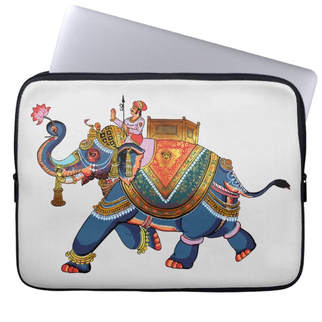 Kunglig Elefants Resa: Indisk Folkloristisk Design Laptop Fodral (Framsidan)