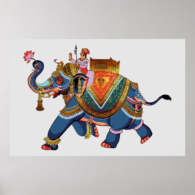Kunglig Elefants Resa: Indisk Folkloristisk Design Poster (Framsidan)