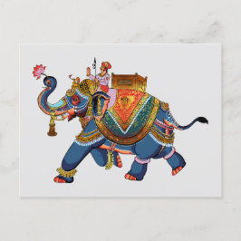 Kunglig Elefants Resa: Indisk Folkloristisk Design Vykort