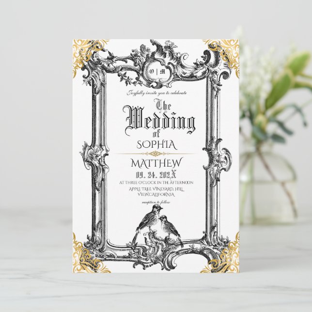 Kunglig Fantasy Medeltida Bröllop  Inbjudningar (Stående Fram)