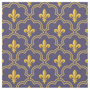 Kunglig Fleur-de-Lis lila och guld Mönster Tyg