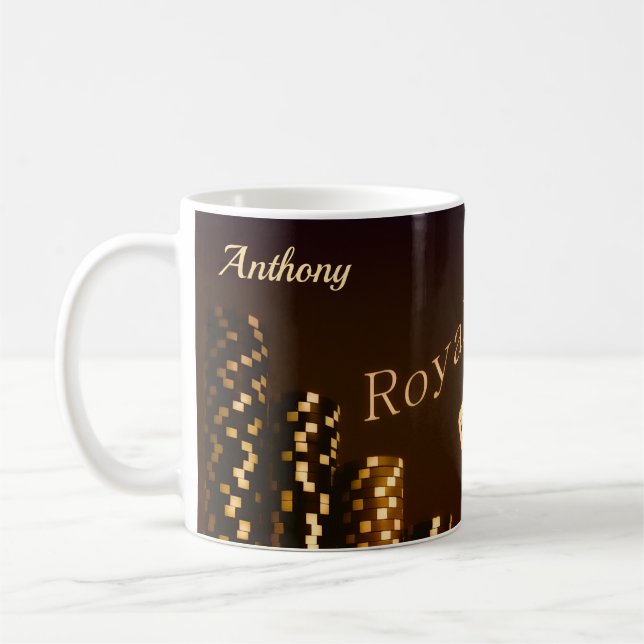 Kunglig Flush Poker-tematiserad Personlig Kaffe Mu Kaffemugg (Vänster)