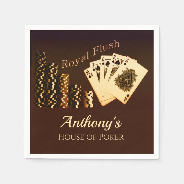 Kunglig Flush Poker-tematiserad Personlig Papperss Pappersservett (Framsidan)