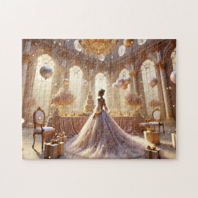 Kunglig födelsedag prinsessa elegant sagoparty pussel (Horisontell)