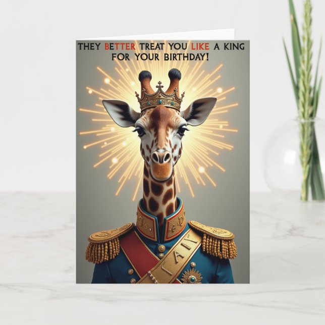 Kunglig Födelsedagskort för Giraff Kort (Framsida)