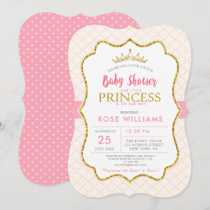 Kunglig för rosor för princessbaby shower lite inbjudningar