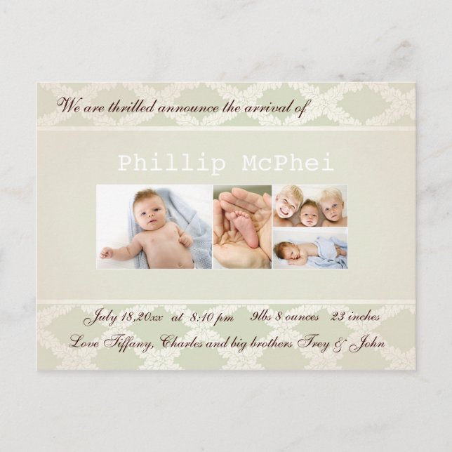 Kunglig Fotoföddhetsannons Meddelande Vykort (Framsida)