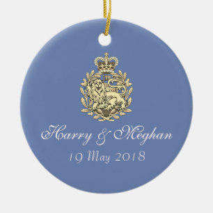 Kunglig gifta sig Harry och Meghan prydnad (blått) Julgransprydnad Keramik